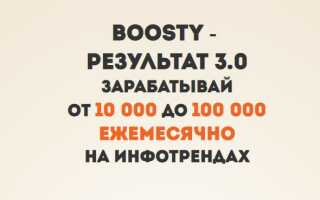 Курс Boosty Результат 3.0 или от 10 000 до 100 000 рублей ежемесячно на платформе Boosty Обзор курса